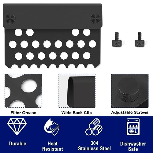 Griddle Grease Gate, Stainless Steel Rear Food Filter Mesh Screen Blocks, Grill Grease Trap Blocker with Screws for Blackstone Flat Top Griddle and Other Grills - Grill Parts America