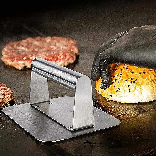 HULISEN Burger Press Kit, Stainless Steel Burger Smasher and Grill Burger Spatula, Griddle Accessories for Blackstone, Hamburger Press for Griddle Flat Top Grill Cooking Barbeque Steak Meat - Grill Parts America