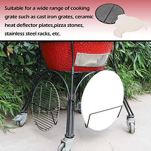 Grate Rack Fits for Kamado Joe Classic Joe Accessories Powder Coated Steel Perfect for Storing Cooking Grid Grate, Grate Rack, Ceramic Heat Deflector Plates, Cast Iron Grill Grate（2 Piece） - Grill Parts America