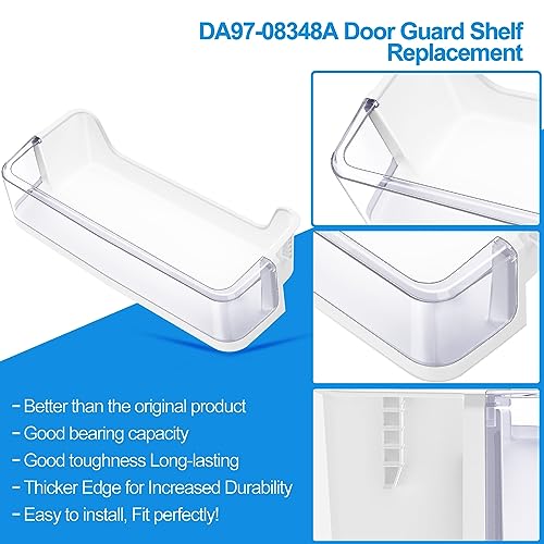 (2 PACK) UPGRADED DA97-08348A Refrigerator Door Shelf Bin Compatible with Samsung Refrigerator Part RS265TDRS RS25H5111BC RS25H5111SR Door,For DA63-05215A Refrigerator Middle Door Bin Guard Assembly - Grill Parts America