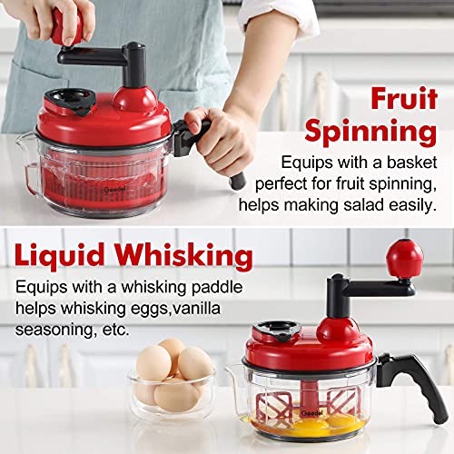 Geedel Hand Food Chopper, Vegetable Quick Chopper Manual Food Processor, Easy To Clean Food Dicer Mincer Mixer Blender, Rotary Onion Chopper for Garlic, Salad, Salsa, Nuts, Meat, Fruit, Ice, etc - Kitchen Parts America