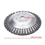 AMINORD 8" Trimmer Cutter Head Steel Wire Weed Grass Brush Cutting Lawn Mower with Lawnmower Blade Adapter for Rust Removal Paving Stone Pavement Joints or Driveway (8") (8 inches) - Grill Parts America