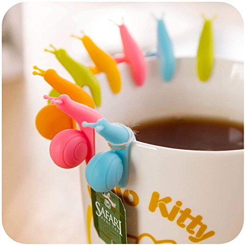 10pcs Cute Snail Shape Silicone Tea Bag Holder Cup Mug Candy Colors Gift Set - Grill Parts America