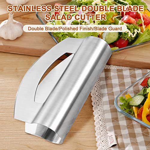 Salad Chopper,Mezzaluna Mincing Knives Vegetable Knife Vegetable Chopper,Stainless Steel Double Blade Salad Cutter Fruit and Vegetables Cutter Cheese Herb Chopper Kitchen Tools - Kitchen Parts America