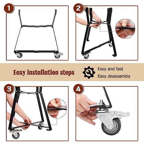Rolling Cart for Kamado Joe Junior Accessories,Replacement for Kamado Joe Rolling Nest with Heavy Duty Locking Caster Wheels Powder Coated Steel Rolling Outdoor Cart for Kamado Joe Junior Grill Stand - Grill Parts America