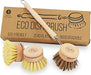 Eco Friendly Dish Brush with Handle - Eco Kitchen Brushes for Dishes - Dish Cleaning Brush Set with 3 Natural Dish Brush Replacement Heads - Eco Cleaning Tools - Agile Home + Garden Eco Friendly Gifts - Grill Parts America