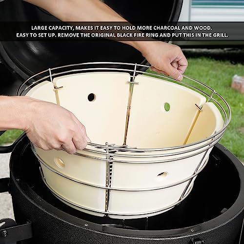 Onlyfire Charcoal Firebox Set, Stainless Steel Charcoal Ash Basket with Heat Deflector for Char-Griller Akorn Kamado Kooker Charcoal Grill - Grill Parts America