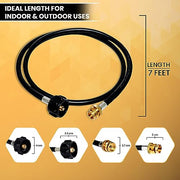 Propane Link 7FT Propane Hose Extension - Propane Tank Extension Hose for Weber/Coleman/Blackstone Grill Smoker Camping Stove & Larger Propane Tank, Mr Buddy Heater Adapter Hose with Plumber Tape - Grill Parts America