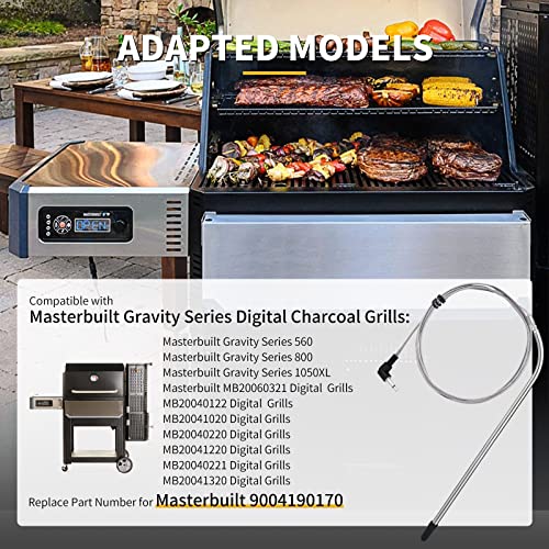 Meat Probe for Masterbuilt, Temperature Probe Replacement Part # 9004190170 Fit Masterbuilt Gravity Series 560/800/1050XL Gravity Series Digital Charcoal Grill + Smoker, 2-Pack with Holders - Grill Parts America