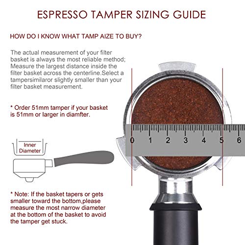 51mm Espresso Tamper, SANTOW Barista Coffee Tamper with Flat Stainless Steel Base – Professional Espresso Hand Tamper - Kitchen Parts America
