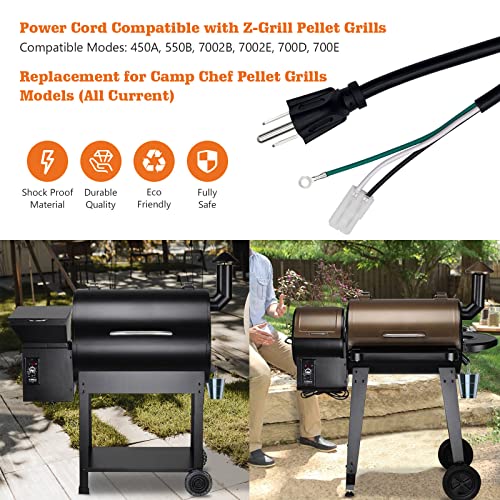 YAOAWE 6 ft Power Cord Kit for Traeger, Pit Boss Pellet Grills, Replacement Part for Camp Chef and Z-Grill Pellet Grills #ELE203/KIT0089 - Grill Parts America