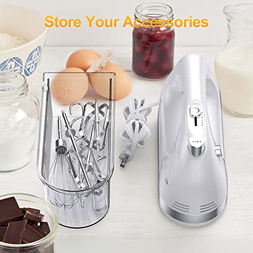 LILPARTNER Hand Mixer Electric, 400W Food Mixer 5 Speed Handheld Mixer, 5 Stainless Steel Accessories, Storage Box, Kitchen Mixer with Cord for Cream, Cookies, Dishwasher Safe - Kitchen Parts America