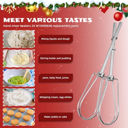 Hand Mixer Beaters W10490648 Hand Mixer Attachment Beaters-hand mixer replacement parts Replace W10490648 KHM2B AP5644233 PS4082859 (2PACK) - Grill Parts America
