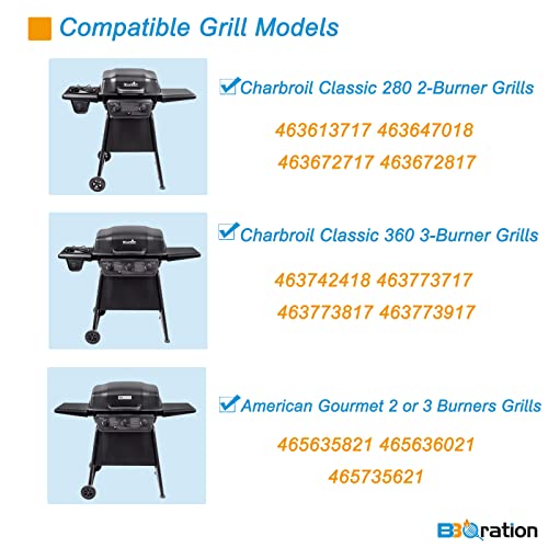 BBQration Replacement Kit for Char-Broil Classic 280 2-Burner 463613717 463647018 463672717 463672817 G215-0203-W1 G320-0200-W1A, Replacement Parts for American Gourmet 465635821 465636021 - Grill Parts America
