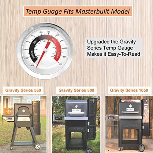 3 inch Upgraded Temperature Gauge Kit Replacement for Masterbuilt 560/800/1050XL Gravity Series Digital Charcoal Grill + Smokers - Grill Parts America