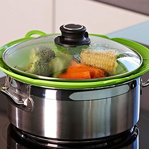 Spill Stopper Lid Cover and Overflow Stopper Lid Cover for Pans and Pots,  Fits Openings 5.5 to 9.5 in Diameter (Green)