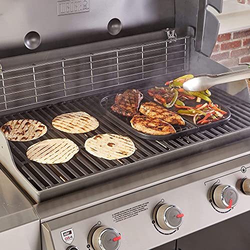 Weber 8860 Cast Iron Grill and Griddle Station - Gourmet BBQ Sysyem Bundle with Cuisinart 3D City Collection Rome Cutting Board + Grill Cover Barbecue Waterproof Outdoor Protection - Grill Parts America
