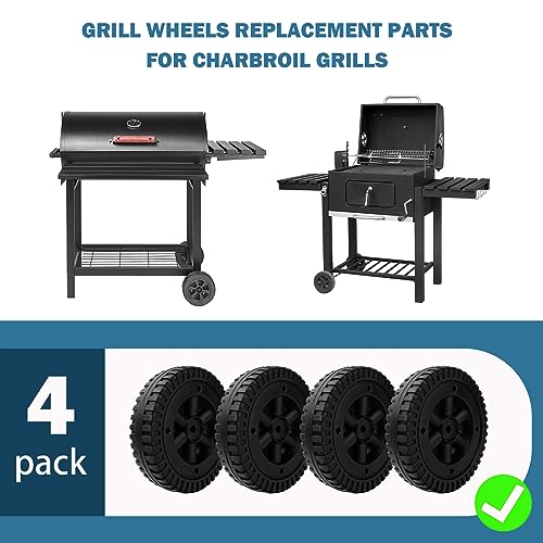 4PC G206-0025-W1 𝟲 𝗶𝗻𝗰𝗵 𝗥𝗲𝗽𝗹𝗮𝗰𝗲𝗺𝗲𝗻𝘁 𝗪𝗵𝗲𝗲𝗹𝘀 for Weber,Grill plastic Wheels Replacement for Charbroil Various Models 463620415 463377319 463720114 463611212 Thermos 461670719 - Grill Parts America