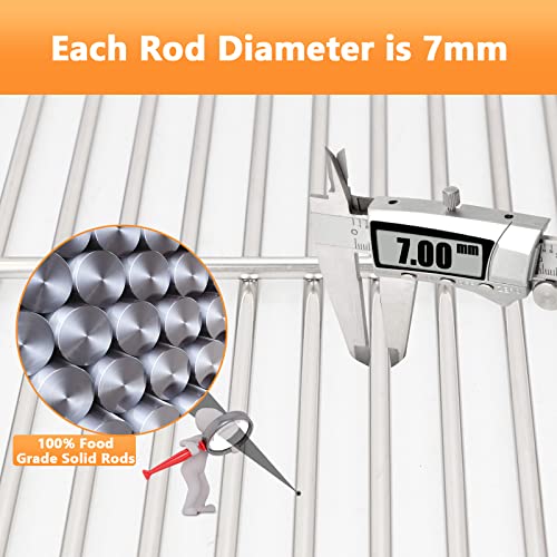 Hisencn Cooking Grates for Nexgrill 720-0882A Evolution Infrared Plus 5-Burner, Stainless Steel Solid Rod Grill Cooking Grids Replacement Parts, 3 Pack - Grill Parts America