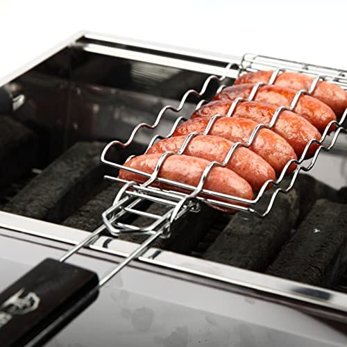 BBQ Barbecue Tools Sausage Barbecue Sausage Barbecue Net Stainless Steel Barbecue Net Outdoor Barbecue Rack Barbecue Clip Charbroil Grill C46g3d Parts (Silver, 57x14x4cm)