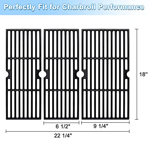 Adviace Grill Replacement Parts for Charbroil 463347017, 463335517, 463377319, 463342119, 463376017, Cast Iron Grill Grates, Heat Plates, Burners, Crossover Tube, Igniters for Char-Broil G470-0002-W1. - Grill Parts America