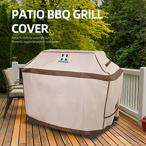 HAMLER Grill Cover 52 Inch, Heavy Duty Waterproof BBQ Covers, Gas Grill Covers Fits Weber Spirit, Weber Genesis, Char-Broil, Nexgrill, Brinkmann, Brown & Beige - Grill Parts America