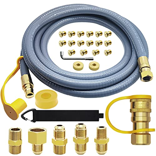 GardenNow 12FT 3/8" ID Natural Gas Hose, Low Pressure LPG Hose with Quick Connect, for Weber, Char-Broil, Pizza Oven, Patio Heater and More NG Appliance Propane to Natural Gas Conversion Kit - Grill Parts America