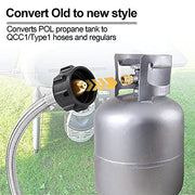 Shirbly Stainless Steel Braided Propane Adapter Hose, 1Lb to 20Lb Propane Conversion for QCC1/Type1 LP Tank, Propane Adapter Hose for Buddy Heaters, Weber Q Grill, Coleman Grill, Camp Stove (6 Feet) - Grill Parts America