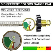 MEFUN 15FT Propane Adapter Hose 1lb to 20lb Converter, Stainless Braided POL Propane Hose with Gauge for Buddy Heater, Coleman Stove, Tabletop Grill and More 1 LB Portable Appliance to 5-100 LB Tank - Grill Parts America