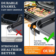 GRISUN Enamel Cast Iron Griddle for XSKGRDPLT Woodfire, Compatible for Ninja Woodfire Grills OG700 Series, Outdoor Flat Top Griddle Plate with Oil Hole - Grill Parts America