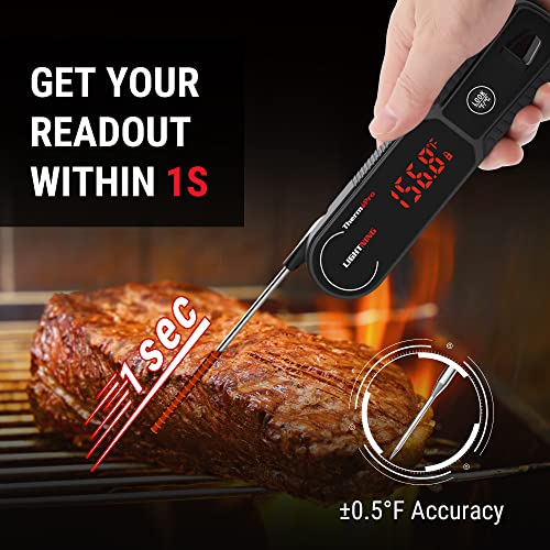 ThermoPro Lightning 1-Second Instant Read Meat Thermometer, Calibratable Kitchen Food Thermometer with Ambidextrous Display, Waterproof Cooking Thermometer for Oil Deep Fry Smoker BBQ Grill - Grill Parts America