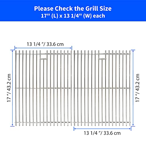 Grill Grates for Nexgrill 4 Burner 720-0830H 720-0830D 720-0670A 720-0783C 720-0783E 720-0958A, 17" Stainless Replacement Parts for 5 Burner 720-0888N Charbroil 463241113 463446015, Kenmore Gas Grill - Grill Parts America