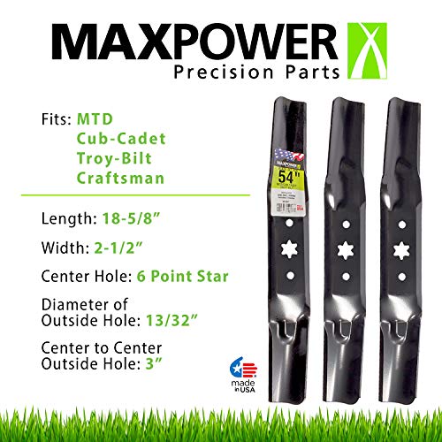 Maxpower 561557B 3 Blade Set for Many, Craftsman Mowers for 54" Cut MTD/Cub Cadet/Troy-Bilt Replaces 942-05056a, 742-05056, Limited Edition - Grill Parts America