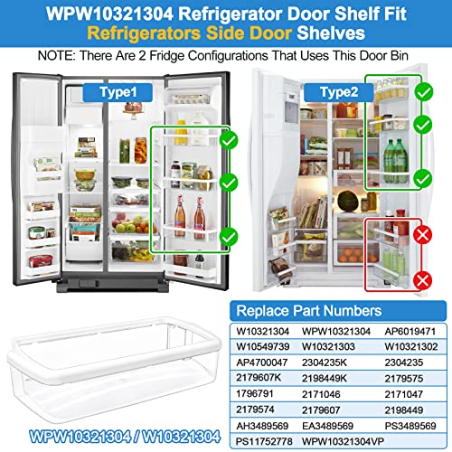 [2 PACK] UPGRADED WPW10321304 Refrigerator Door Shelf Replacement Compatible with Whirlpool Fridge Door Shelf Bin Parts WRS325FDAM04 WRS322FDAW04 WRS325FDAM02 WSF26C3EXF01 W10321304 AP6019471 2179574 - Grill Parts America