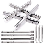 Grill Replacement Parts for Charbroil 463344015, 463343015, 463433016, 463240015, 463432215 Gas Grill, Stainless Steel Heat Plate Shields, Crossover Tubes Grill Burner for Charbroil 4 Burner Grill - Grill Parts America