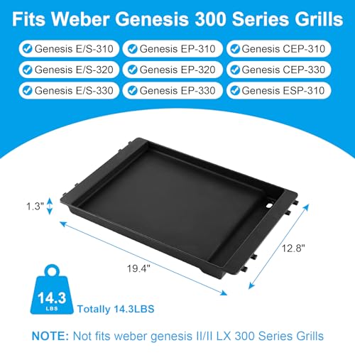 SafBbcue 7566 Grill Griddle Insert,Cast Iron Griddle Replacement Parts for Weber Genesis 300 Series Genesis E-310 E-320 E-330 S-310 S-320 S-330 EP-310 EP-320 EP-330 CEP-310 CEP-330 ESP-310 Gas Grills - Grill Parts America