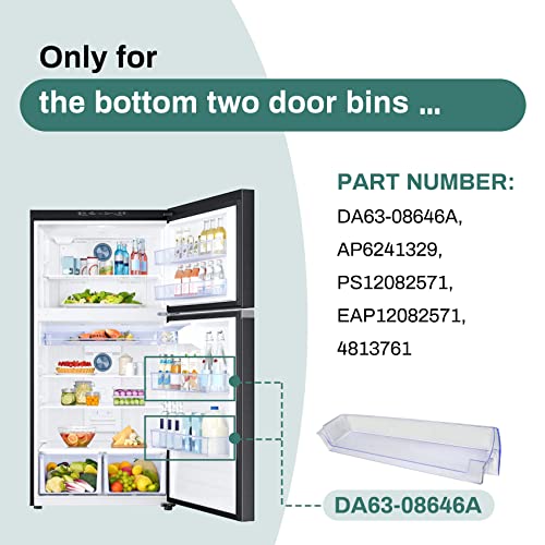 DA63-08646A Refrigerator Door Bin Compatible with Samsung RT21M6213, RT21M6215, etc, Refrigerator, Part number : EAP12082571, PS12082571, AP6241329, 4813761 - Grill Parts America