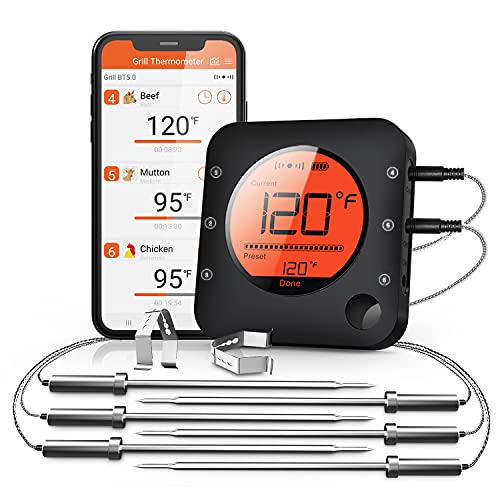 Wireless Meat Thermometer, Digital Bbq Thermometer With