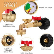 WADEO Propane Adapter 1lb to 20lb, QCC1 Propane Refill Elbow Adapter with Gauge and ON-Off Control Valve for 1LB Propane Tank to Be Refilled Gas from 5~40 LB Propane Tank - Grill Parts America