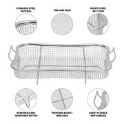 New Version Stainless Steel Air Fryer Basket For Oven 2 Piece + Stainless Steel Air Fryer Tray For Oven 2 Piece Set - Kitchen Parts America