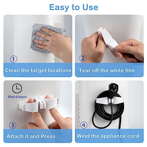 Cord Organizer for Appliances, 4 Pack Kitchen Appliance Cord Winder Tidy Wrap Cord Keeper Holder Cord Wrapper for Appliances Stick on Stand Mixer