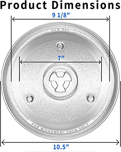 10.5” Microwave Turntable Tray for Hamilton Beach, Sunbeam, Emerson P23, GE General Electric 10-1/2 inch Microware Glass Plate Replacement for Panasonic, Chefmate, Avant etc Microwave Oven Plate - Grill Parts America