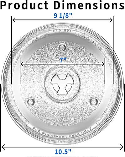 10.5” Microwave Turntable Tray for Hamilton Beach, Sunbeam, Emerson P23, GE General Electric 10-1/2 inch Microware Glass Plate Replacement for Panasonic, Chefmate, Avant etc Microwave Oven Plate - Grill Parts America