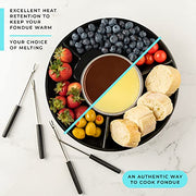Kusini Electric Fondue Pot Set - Chocolate Fondue Kit - Temperature Control, Detachable Serving Trays, & 4 Roasting Forks - Gift Set & Date Night Idea. Serve at Movie Night or Game Night. - Grill Parts America