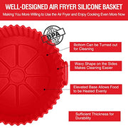 2 Pack Air Fryer Silicone Liners Pot for 3 to 5 QT, Basket Bowl, Replacement of Flammable Parchment Paper, Reusable Baking Tray Oven Accessories, Red+Blue, (Top 8in, Bottom 6.75in) - Grill Parts America