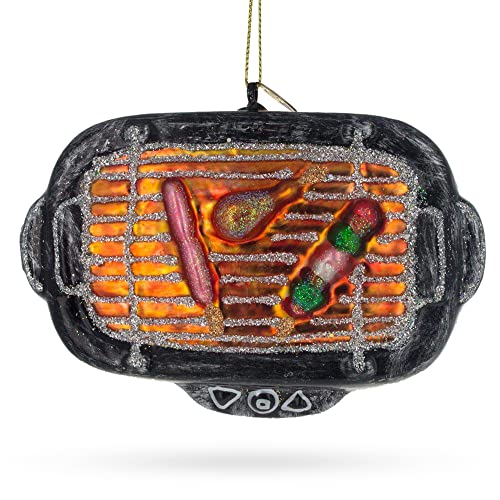 Sizzling BBQ Barbecue Grill Cookout - Blown Glass Christmas Ornament - Grill Parts America