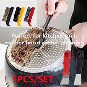 5PCS/Set BBQ Grill Brush and Scraper, Stainless Steel Kitchen Cleaning Brush Set, Cooktop Cleaning Brush, Three-Material Brush Head Perfect for Kitchen Grill Cooker Hood Corner Cleaning - Grill Parts America
