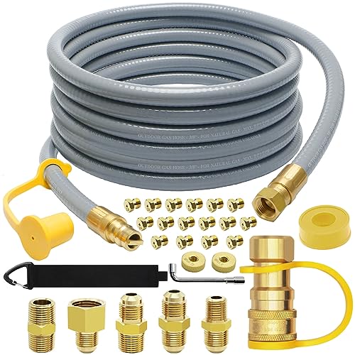 GardenNow 18FT 3/8" ID Natural Gas Hose, Low Pressure LPG Hose with Quick Connect, for Weber, Char-Broil, Pizza Oven, Patio Heater and More NG Appliance Propane to Natural Gas Conversion Kit - Grill Parts America