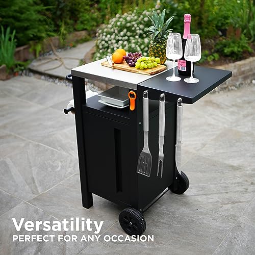 Emberli Grill Cart Outdoor with Storage with Wheels - Modular Grill Table of Outside BBQ, Blackstone Griddle 17", Bar Patio Cabinet Kitchen Island Prep Stand - Grill Parts America