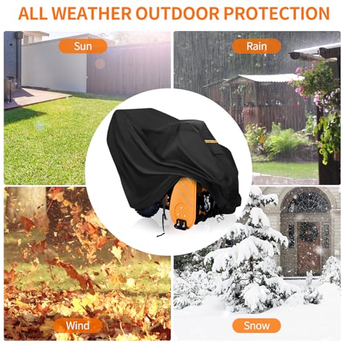 Snow Blower Cover, Heavy Duty 600D Snow Thrower Cover,Waterproof Dustproof UV Protection, Universal Size for Most Electric Two Stage Snow Blowers 52"L X 32"W X 40"H, with Air Vent, Reflective Handle - Grill Parts America